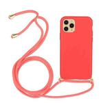 For iPhone 15 Pro Wheat Straw Material + TPU Phone Case with Lanyard(Red)