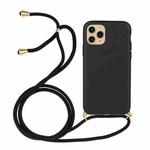 For iPhone 15 Pro Wheat Straw Material + TPU Phone Case with Lanyard(Black)