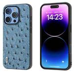 For iPhone 16 Pro Max ABEEL Genuine Leather Ostrich Texture Phone Case(Blue)