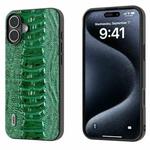 For iPhone 16 Plus ABEEL Genuine Leather Weilai Series Phone Case(Green)