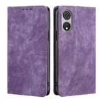 For CUBOT P60 RFID Anti-theft Brush Magnetic Leather Phone Case(Purple)