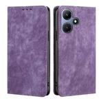 For Infinix Hot 30i 4G RFID Anti-theft Brush Magnetic Leather Phone Case(Purple)