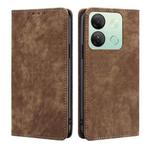 For Infinix Smart 7 HD RFID Anti-theft Brush Magnetic Leather Phone Case(Brown)