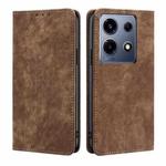 For Infinix Note 30 VIP 5G RFID Anti-theft Brush Magnetic Leather Phone Case(Brown)