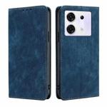 For Infinix Zero 30 5G RFID Anti-theft Brush Magnetic Leather Phone Case(Blue)