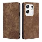 For Infinix Zero 30 4G RFID Anti-theft Brush Magnetic Leather Phone Case(Brown)