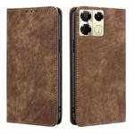 For Infinix Note 40 Pro 5G RFID Anti-theft Brush Magnetic Leather Phone Case(Brown)