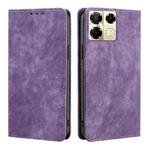 For Infinix Note 40 Pro 5G RFID Anti-theft Brush Magnetic Leather Phone Case(Purple)