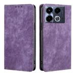 For Infinix Note 40 4G RFID Anti-theft Brush Magnetic Leather Phone Case(Purple)