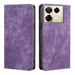For Infinix Note 40 Pro 4G RFID Anti-theft Brush Magnetic Leather Phone Case(Purple)