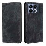 For Infinix Note 40 5G RFID Anti-theft Brush Magnetic Leather Phone Case(Black)