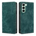 For Infinix Hot 50 5G RFID Anti-theft Brush Magnetic Leather Phone Case(Green)