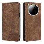 For Infinix Zero 40 4G RFID Anti-theft Brush Magnetic Leather Phone Case(Brown)