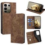 For Infinix Note 50 Pro+ 5G RFID Anti-theft Brush Magnetic Leather Phone Case(Brown)