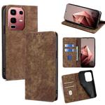 For Infinix Note 50s 5G RFID Anti-theft Brush Magnetic Leather Phone Case(Brown)