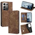 For Infinix Note 50x 5G RFID Anti-theft Brush Magnetic Leather Phone Case(Brown)