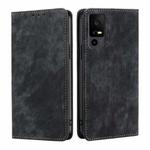 For TCL 40 XE 5G / 40X 5G T601D RFID Anti-theft Brush Magnetic Leather Phone Case(Black)