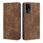 For TCL 40 XE 5G / 40X 5G T601D RFID Anti-theft Brush Magnetic Leather Phone Case(Brown)