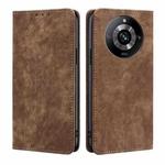 For Realme 11 Pro / 11 Pro+ 5G RFID Anti-theft Brush Magnetic Leather Phone Case(Brown)