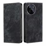 For Realme 11 4G RFID Anti-theft Brush Magnetic Leather Phone Case(Black)