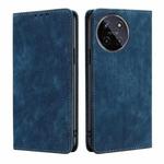 For Realme 11 4G RFID Anti-theft Brush Magnetic Leather Phone Case(Blue)