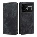 For Realme GT5 / GT5 240W RFID Anti-theft Brush Magnetic Leather Phone Case(Black)