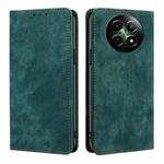 For Realme 12 5G RFID Anti-theft Brush Magnetic Leather Phone Case(Green)