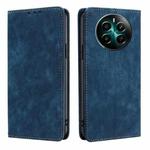 For Realme 12+ 5G RFID Anti-theft Brush Magnetic Leather Phone Case(Blue)