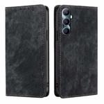 For Realme C65 4G RFID Anti-theft Brush Magnetic Leather Phone Case(Black)