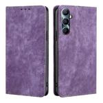 For Realme C65 4G RFID Anti-theft Brush Magnetic Leather Phone Case(Purple)