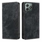 For Realme C61 4G RFID Anti-theft Brush Magnetic Leather Phone Case(Black)