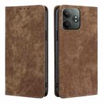 For Realme GT Neo6 SE RFID Anti-theft Brush Magnetic Leather Phone Case(Brown)