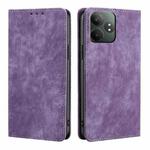 For Realme GT Neo6 SE RFID Anti-theft Brush Magnetic Leather Phone Case(Purple)