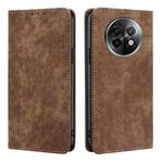 For Realme 13 Pro 5G RFID Anti-theft Brush Magnetic Leather Phone Case(Brown)