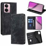 For Realme P3 Pro 5G Global RFID Anti-theft Brush Magnetic Leather Phone Case(Black)