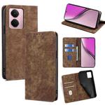 For Realme P3 Pro 5G Global RFID Anti-theft Brush Magnetic Leather Phone Case(Brown)