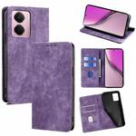 For Realme P3 Pro 5G Global RFID Anti-theft Brush Magnetic Leather Phone Case(Purple)
