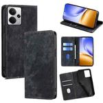 For Realme 14 5G Global RFID Anti-theft Brush Magnetic Leather Phone Case(Black)