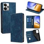 For Realme 14 5G Global RFID Anti-theft Brush Magnetic Leather Phone Case(Blue)