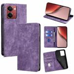 For Realme P3 Ultra 5G RFID Anti-theft Brush Magnetic Leather Phone Case(Purple)