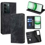 For Realme C71 4G RFID Anti-theft Brush Magnetic Leather Phone Case(Black)