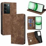 For Realme C71 4G RFID Anti-theft Brush Magnetic Leather Phone Case(Brown)