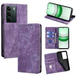 For Realme C71 4G RFID Anti-theft Brush Magnetic Leather Phone Case(Purple)