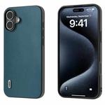 For iPhone 16 ABEEL Genuine Leather Xiaoya Series Phone Case(Dark Green)