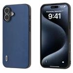 For iPhone 16 ABEEL Genuine Leather Xiaoya Series Phone Case(Blue)