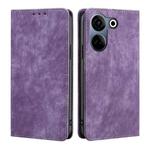 For Tecno Camon 20 Pro 4G RFID Anti-theft Brush Magnetic Leather Phone Case(Purple)