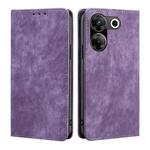 For Tecno Camon 20 Pro 5G RFID Anti-theft Brush Magnetic Leather Phone Case(Purple)