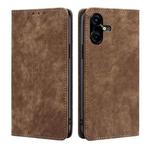 For Tecno Pova Neo 3 RFID Anti-theft Brush Magnetic Leather Phone Case(Brown)