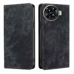 For Tecno Spark 20 Pro+ 4G RFID Anti-theft Brush Magnetic Leather Phone Case(Black)