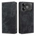 For Tecno Pova 6 5G RFID Anti-theft Brush Magnetic Leather Phone Case(Black)